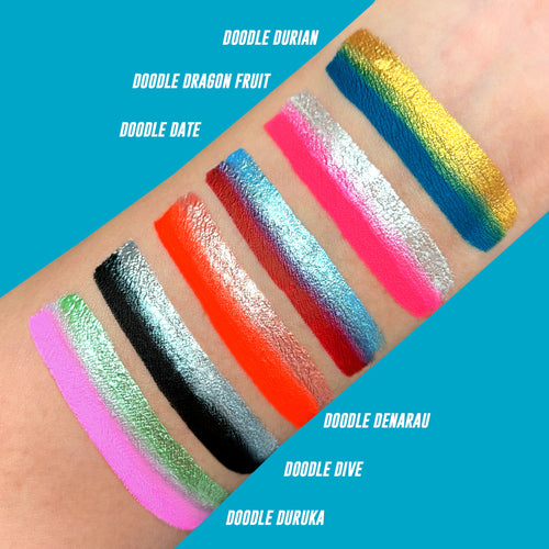 doodle mix cake hydra liner swatches in daylight