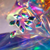 Close-up image of the large pear-cut flat back crystal AB rhinestones in the tiny treasures kit