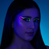 suva beauty's doodle dash mix cake hydra fx applied as ombre liner on a model in uv light