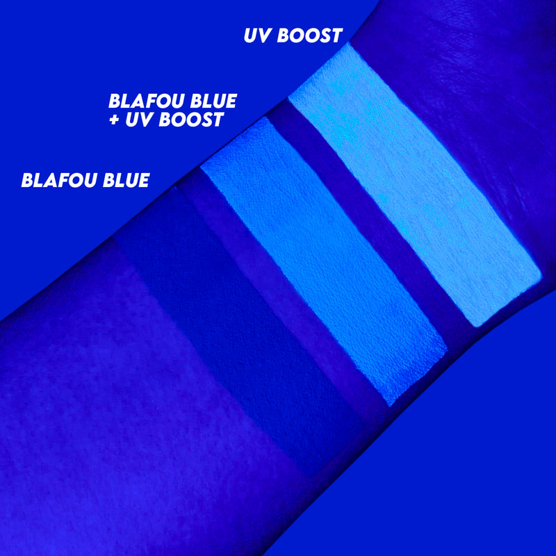 UV Boost Mixing Medium mixed with Blafou Blue Opakes in uv light